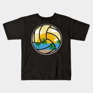 Beach Volleyball Summer Sports Beach Palms Design Kids T-Shirt